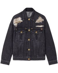 Versace - Zwarte Denim Blouson Jas - Lyst