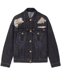 Versace - Zwarte Denim Blouson Jas - Lyst