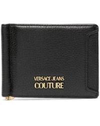 Versace - Portafoglio in pelle nera con stampa logo - Lyst