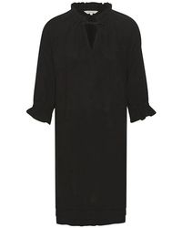 Part Two - Kleedjes ,Zwart ,Linnen Zwarte Linnen Jurk Met Ruche Trim - Lyst
