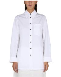 Jil Sander - Overhemden ,Wit ,Katoen Cotton Poplin Long Sleeve Shirt - Lyst