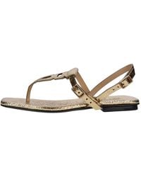 Fabi - Schoenen ,Geel ,Leer Platte Leren Teenslippers - Lyst