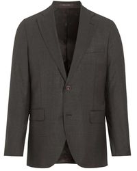 Oscar Jacobson - Kostuums ,Bruin ,Wol Fogerty Regular Fit Blazer Microstructuur - Lyst