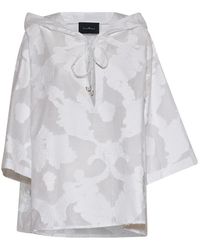 John Richmond - Overhemden ,Wit ,Jacquard Blouse Met Capuchon En Verstelbare Trekkoorden - Lyst