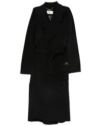Elisabetta Franchi - Jassen ,Zwart ,Wol Wol Dubbeldoek Jas - Lyst