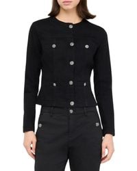 Liu Jo - Jassen ,Zwart ,Denim Stretch Cotton Denim Jacket - Lyst