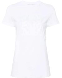 Max Mara - Tops ,Wit ,Katoen Geborduurd Logo Wit Katoenen T-Shirt - Lyst