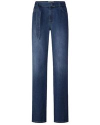 Riani - Jeans ,Blauw ,Katoen Rechte Broek Met Trekkoord Taille - Lyst