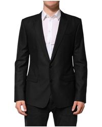 Dolce & Gabbana - Zwarte Wol Single Breasted Jas Blazer - Lyst