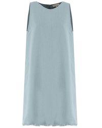 Antonelli - Elegante vestito in viscosa e lino con frange - Lyst