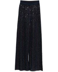Missoni - Broeken ,Blauw ,Wijde Gestreepte Jersey Broek - Lyst