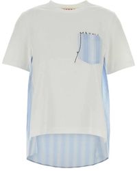 Marni - Tops ,Veelkleurig ,Katoen Cotton T-Shirt - Lyst
