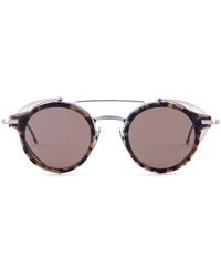 Thom Browne - Runde aviator sonnenbrille - dunkelbraun thom e - Lyst