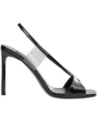 Sergio Rossi - Glänzende sandale mit schwarzem absatz - Lyst