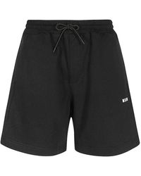 MSGM - Korte Broeken ,Zwart ,Katoen Katoenen Bermuda Shorts Elastische Tailleband - Lyst