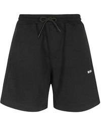 MSGM - Korte Broeken ,Zwart ,Katoen Katoenen Bermuda Shorts Elastische Tailleband - Lyst