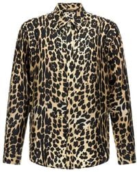 Roberto Cavalli - Overhemden ,Bruin ,Luipaardprint Shirt, Lichtbruin - Lyst
