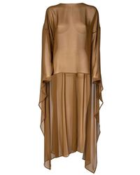 Erika Cavallini Semi Couture - Transparente bluse mit langen ärmeln, asymmetrische länge - Lyst