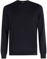 Fay - Dunkelblauer Pullover Mit Ausschnitt - Lyst