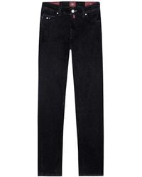 Tramarossa - Jeans ,Zwart ,Katoen Klassieke Zwarte Katoenen Jeans Met Blauw Suède - Lyst