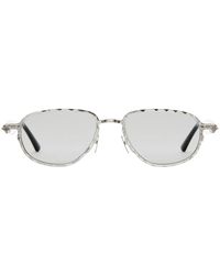 Kuboraum - Accessoires ,Grijs ,Ronde Zilveren Bril Met Grijze Lens - Lyst