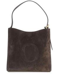 Orciani - Her-O Peach Midi Wildleder-Umhängetasche - Lyst
