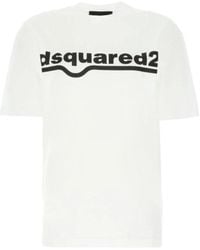 DSquared² - Tops ,Wit ,Katoen Witte Katoenen T-Shirt Voor Mannen - Lyst