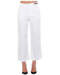 Frankie Morello - Pantaloni cropped in cotone bianco multipockets - Lyst