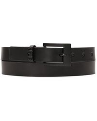 Kazar - Accessoires ,Zwart ,Leer Subtiel Zwart Riem Met Metalen Gesp En Logo - Lyst