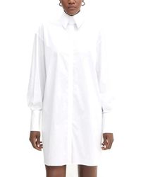 KARL LAGERFELD - Kleedjes ,Wit ,Katoen Pleated Panel Shirt Dress - Lyst
