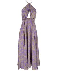 SIMONA CORSELLINI - Langes kleid mit lila mittelknoten - Lyst