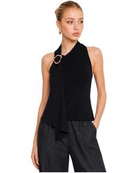 Kocca - Tops ,Zwart ,Polyester Scarfknitx Mouwloze Top - Lyst
