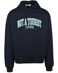 MSGM - Hoodies & Sweatvesten ,Blauw ,Katoen Felpa Con Cappuccio - Lyst