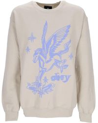 Obey - Hoodies & Sweatvesten ,Katoen Vintage Sand Crewneck Sweatshirt Vrouwen - Lyst