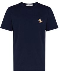 Maison Kitsuné - Blaues fox logo t-shirt - Lyst