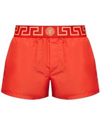 Versace - Badmode ,Rood ,Polyester Zwembroek Met Logo - Lyst