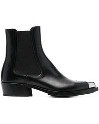 McQueen - Pointed Leather Ankle Top Boots. - Lyst