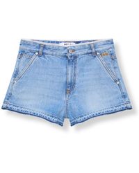 MSGM - Korte Broeken ,Blauw ,Denim Frayed Denim Shorts - Lyst