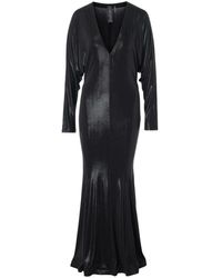 Norma Kamali - Schwarzes v-ausschnitt fishtail kleid - Lyst