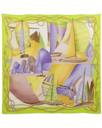 Ferragamo - Women Sailing Print Silk Foulard - Lyst
