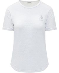 Isabel Marant - Tops ,Wit ,Leer T-Shirt Met Logo-Print - Lyst