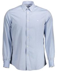 Harmont & Blaine - Camicia in cotone azzurro con dettagli a contrasto - Lyst