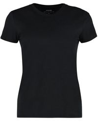 Vince - Camiseta De Algodón Con Cuello Redondo Acanalado, Mujer, Talla - Lyst