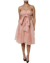 Dolce & Gabbana - Roze Zijden Chiffon A-Lijn Midi-Jurk - Lyst