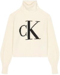 Calvin Klein - Truien & Vesten ,Katoen Blown Up Ck Loose Sweater Contra - Lyst