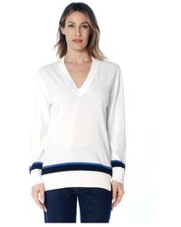 Alpha Studio - Truien & Vesten ,Veelkleurig ,Maglia Con Scollo A V Manica Lunga - Lyst