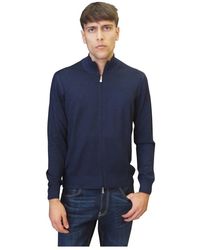 Barba Napoli - Truien & Vesten ,Blauw ,Fullzip Cardigan - Lyst