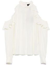 Etro - Overhemden ,Wit ,Witte Zijden Blouse Met Opstaande Kraag - Lyst