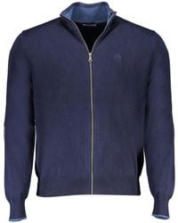 North Sails - Truien & Vesten ,Blauw ,Katoen Blauwe Katoenen Sweater Jas Geborduurd Logo - Lyst