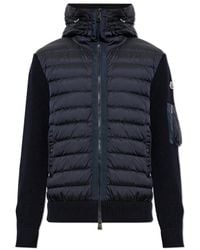 Moncler - Truien & Vesten ,Blauw ,Wol Colbert Met Coltrui En Doorgestikt Voorpand - Lyst